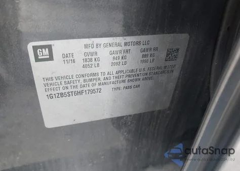 2017 Chevrolet Malibu Ls z USA, uszkodzony, nr VIN 1G1ZB5ST6HF179572